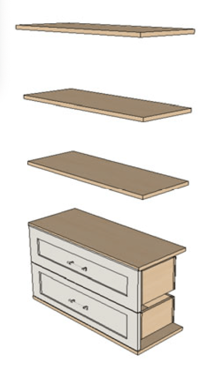 T / 2 DRAWER / 2 SHELF