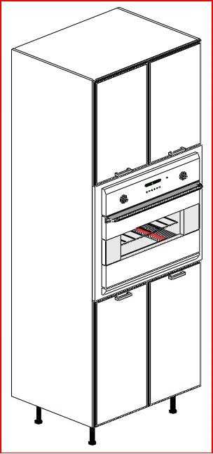 TALL SINGLE OVEN CABINET / 4 DOOR / 2 SHELF